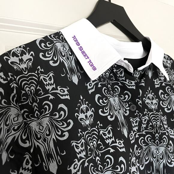 Disney Haunted Mansion Wallpaper Dress - Glow Flare Black Halloween 1X - Picture 7 of 10